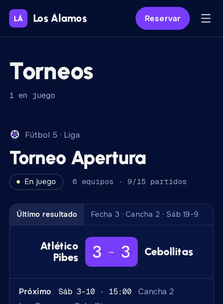 El Torneo Apertura en juego, con su último resultado y el próximo partido